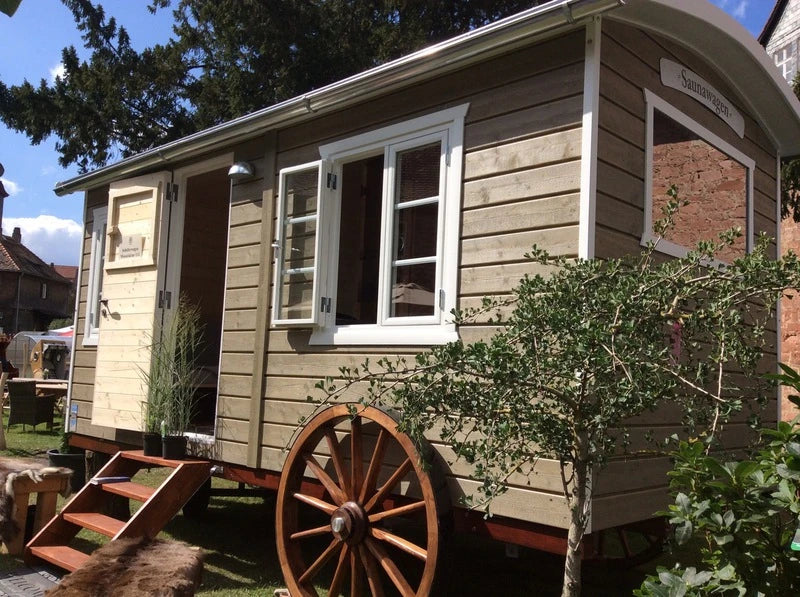 Saunawagen „Ammersee“ – Ihr handgefertigtes mobiles Sauna-Tiny House
